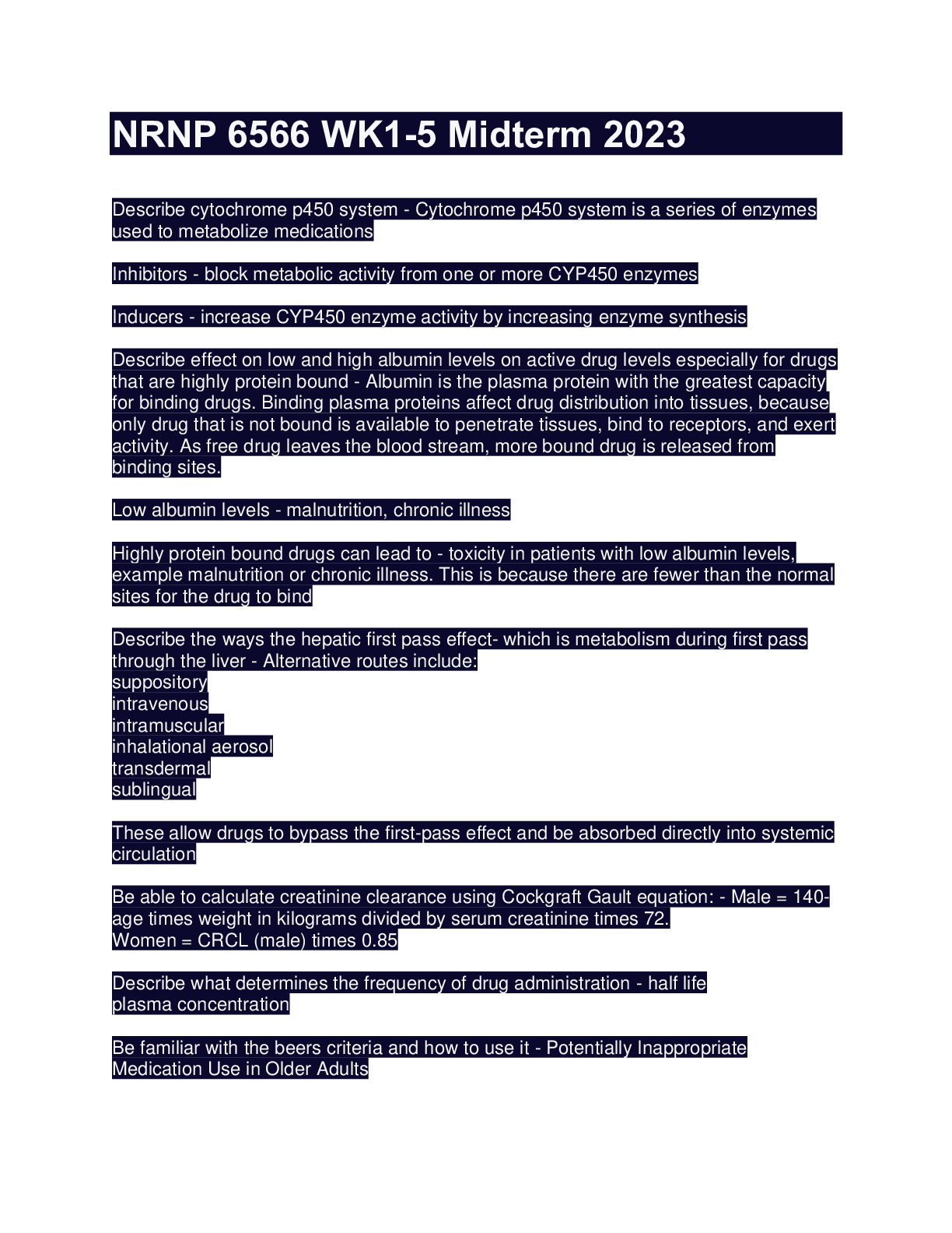 Preview image of NRNP 6566 WK1-5 Midterm 2023 document